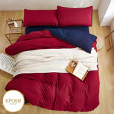 Luxury Reversible Maroon And Blue Duvet Set