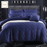 Exotic Embellish Cross Pleated Duvet Set - Blue