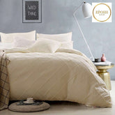 Exotic Embellish Cross Pleated Duvet Set - Cream