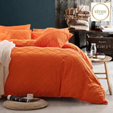 Exotic Embellish Cross Pleated Duvet Set - Orange