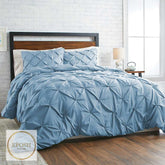 Diamond Pintucks Duvet Set - Sky Blue