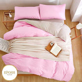 Luxury Reversible Pink And Beige Duvet Set
