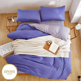 Luxury Reversible Purple And Grey Duvet Set