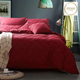 Exotic Embellish Cross Pleated Duvet Set - Maroon