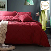 Exotic Embellish Cross Pleated Duvet Set - Maroon