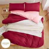 Luxury Reversible Red And Pink Duvet Set