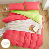 Luxury Reversible Rose Red And Green Duvet Set