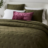 Velvet Bedspread Olive Green