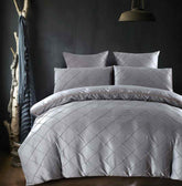 Exotic Embellish Cross Pleated Duvet Set - Silver Grey