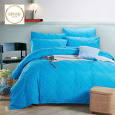 Exotic Embellish Cross Pleated Duvet Set - Deep Sky Blue