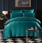 Exotic Embellish Cross Pleated Duvet Set - Teal