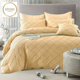 Exotic Embellish Cross Pleated Duvet Set - Daisy Yellow