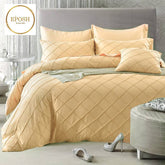 Exotic Embellish Cross Pleated Duvet Set - Daisy Yellow