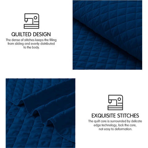 Embossed Design Soft Microfiber Bedspread-King Size(Navy Blue)