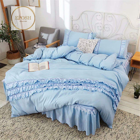 Luxury Frilled Duvet Set - Sky Blue