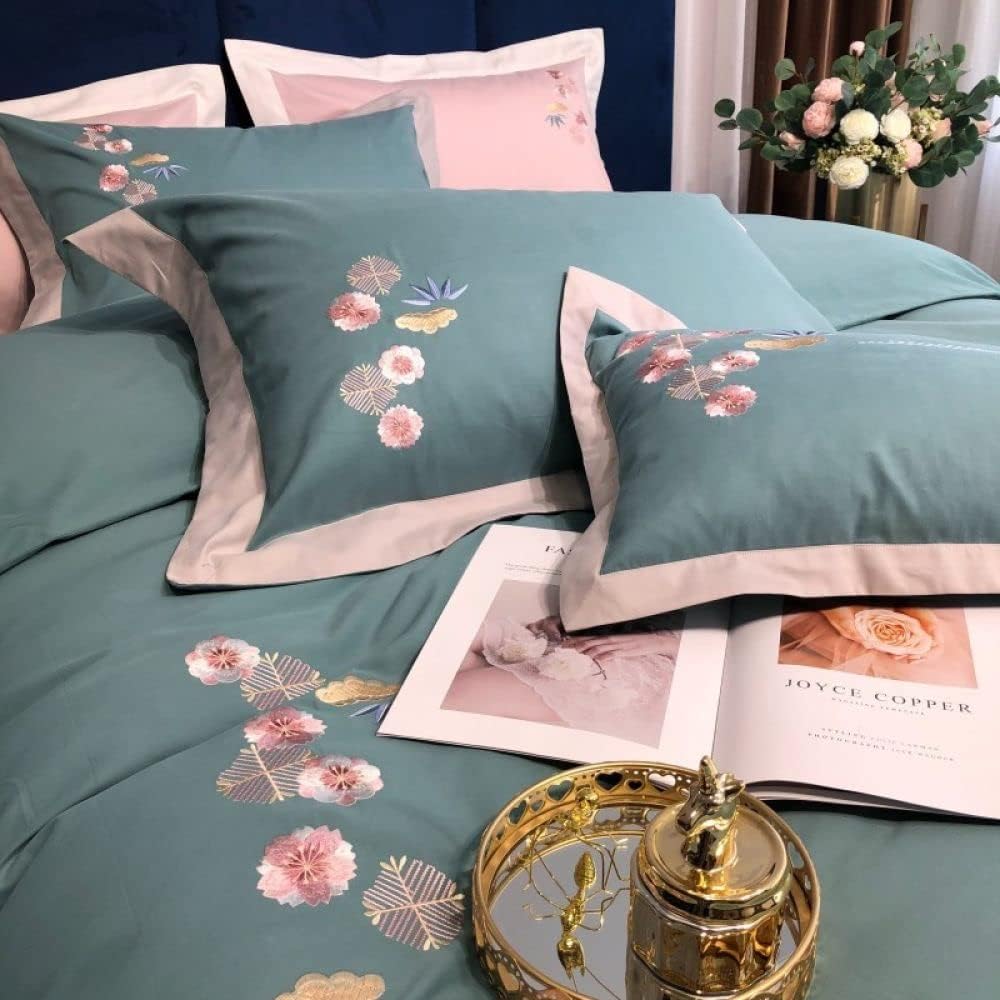 Luxury Embroidered Duvet Set - Light Sea Green