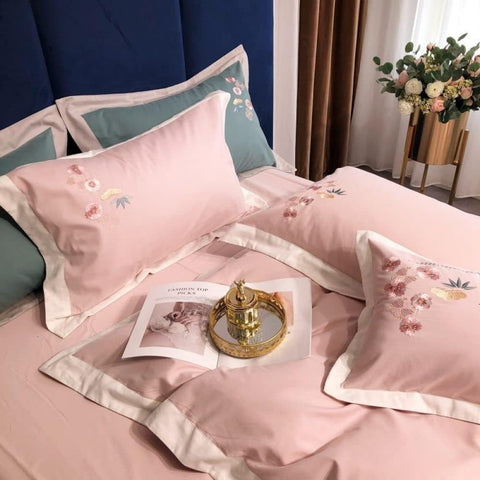 Luxury Embroidered Duvet Set - Dust Pink