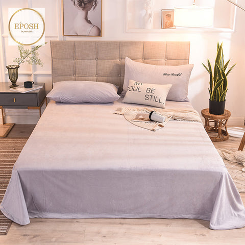 Velvet Bedsheet with 2  pillow covers - Beige