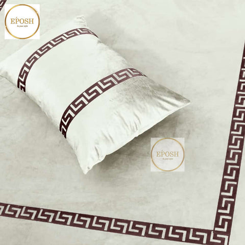 Emboss Velvet Bedsheet Set -  White