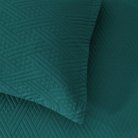 TEAL QUILTED BEDSPREAD SET