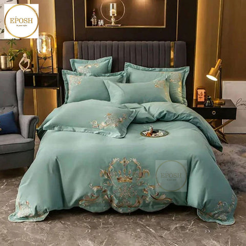 Luxury  Embroidery Duvet Set - Cyan