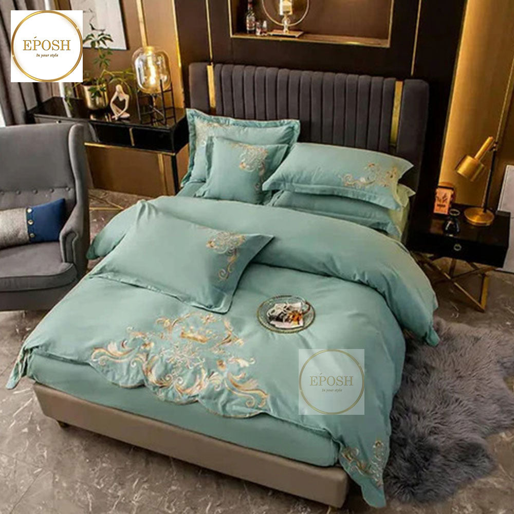 Luxury  Embroidery Duvet Set - Cyan