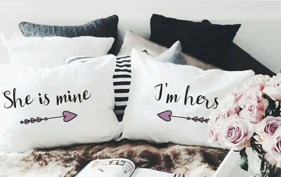 2 PCs Digital Printed Couple Pillow-Mine/Hers