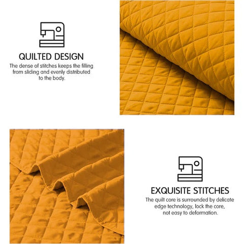 Embossed Design Soft Microfiber Bedspread-King Size-Ocher