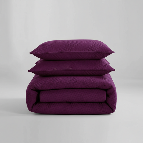 PLUM QUILTED BEDSPREAD SET
