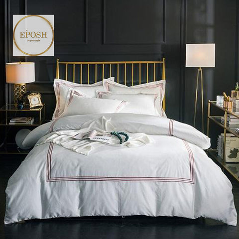White Duvet Set With Tea Pink Triple Baratta Stitch