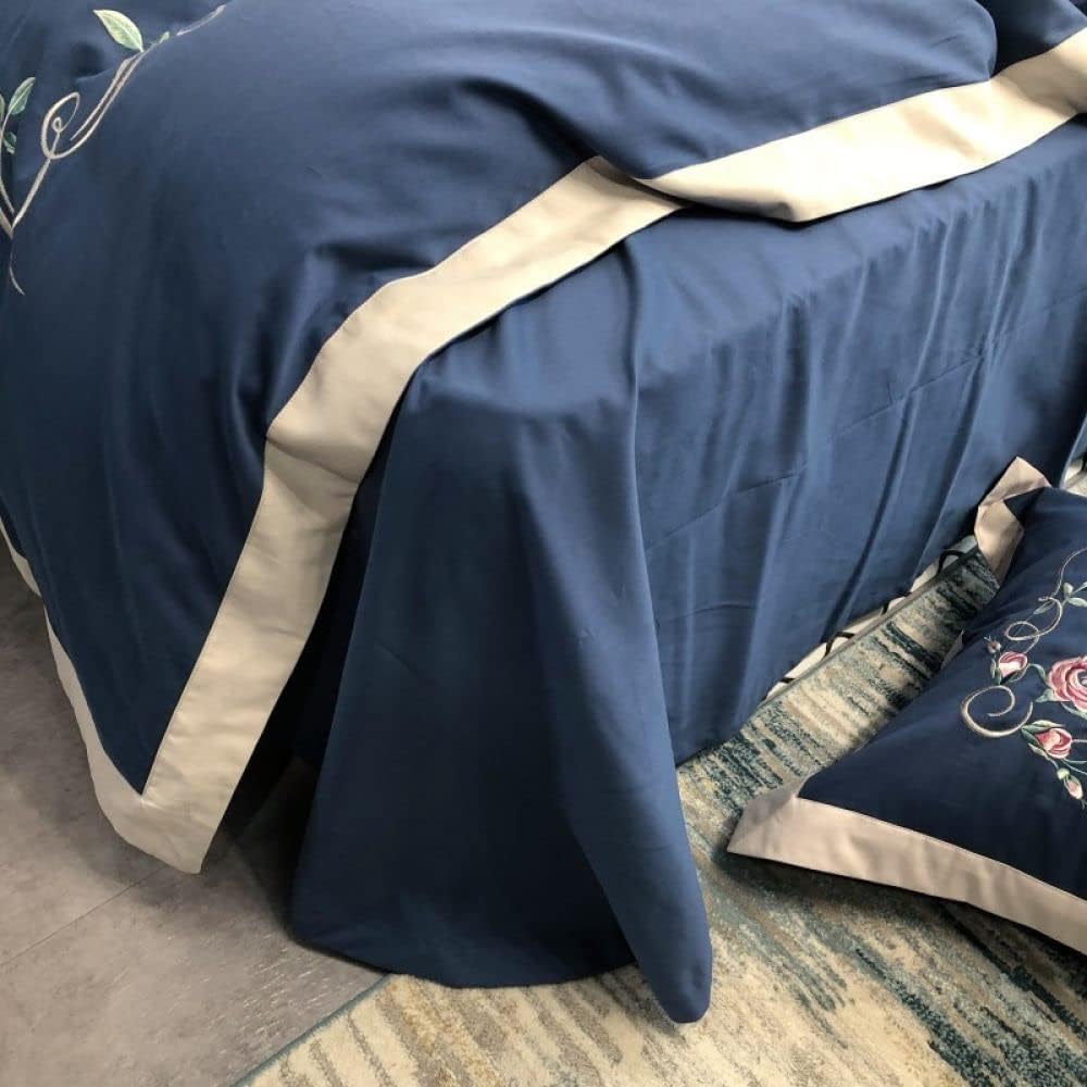 Luxury Embroidered Duvet Set - Blue & Peach
