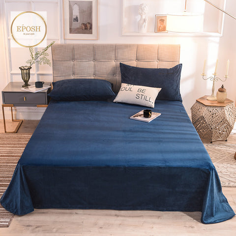 Velvet Bedsheet with 2  pillow covers - Blue