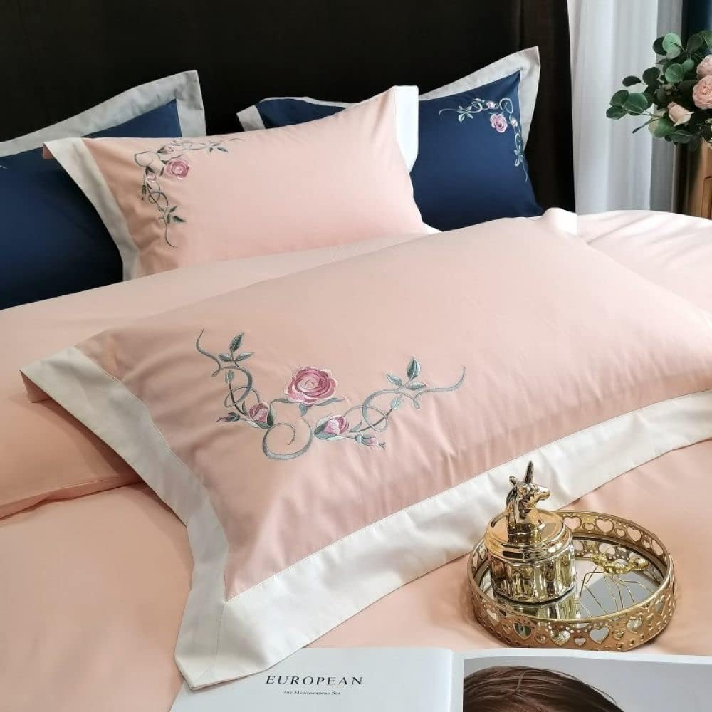 Luxury Embroidered Duvet Set - Vanilla & Blue