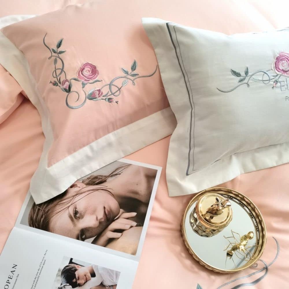 Luxury Embroidered Duvet Set - Vanilla & Blue