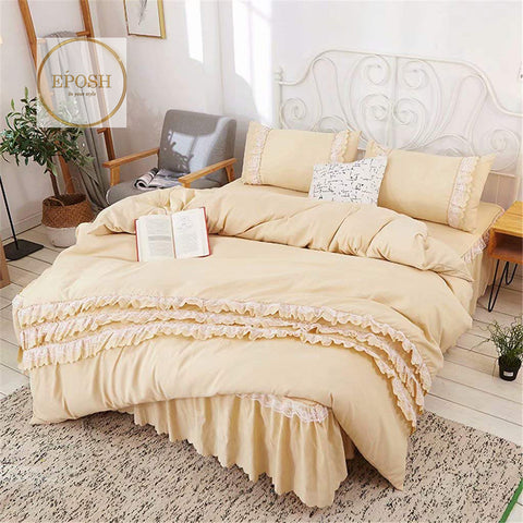 Luxury Frilled Duvet Set - Lemon Yellow