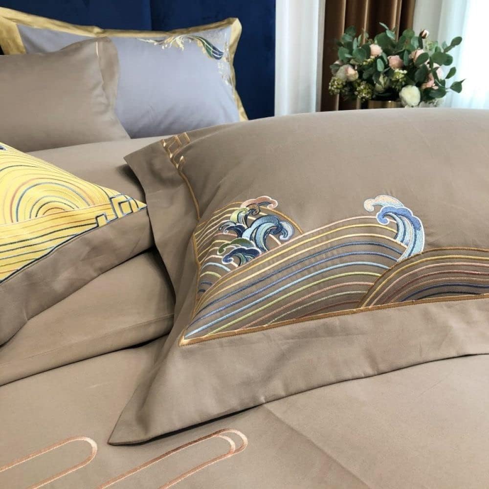Luxury Embroidered Duvet Set - Coffee