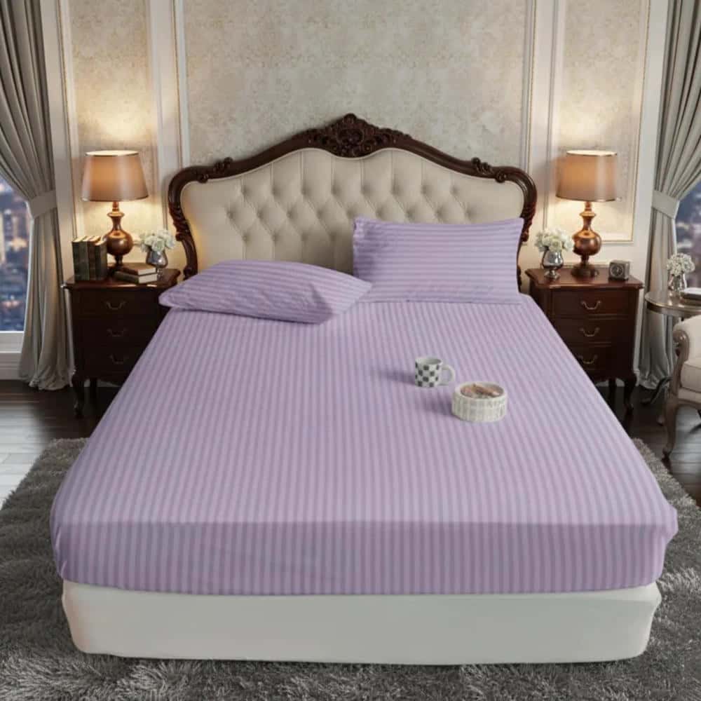Satin Stripe Fitted Sheet - Lavender
