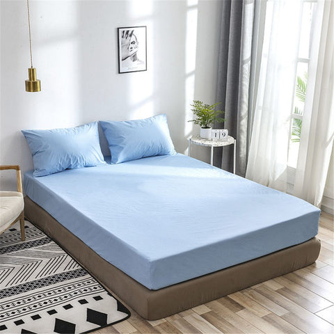 Rich Cotton Fitted Sheet with Pillow covers - Sky Blue