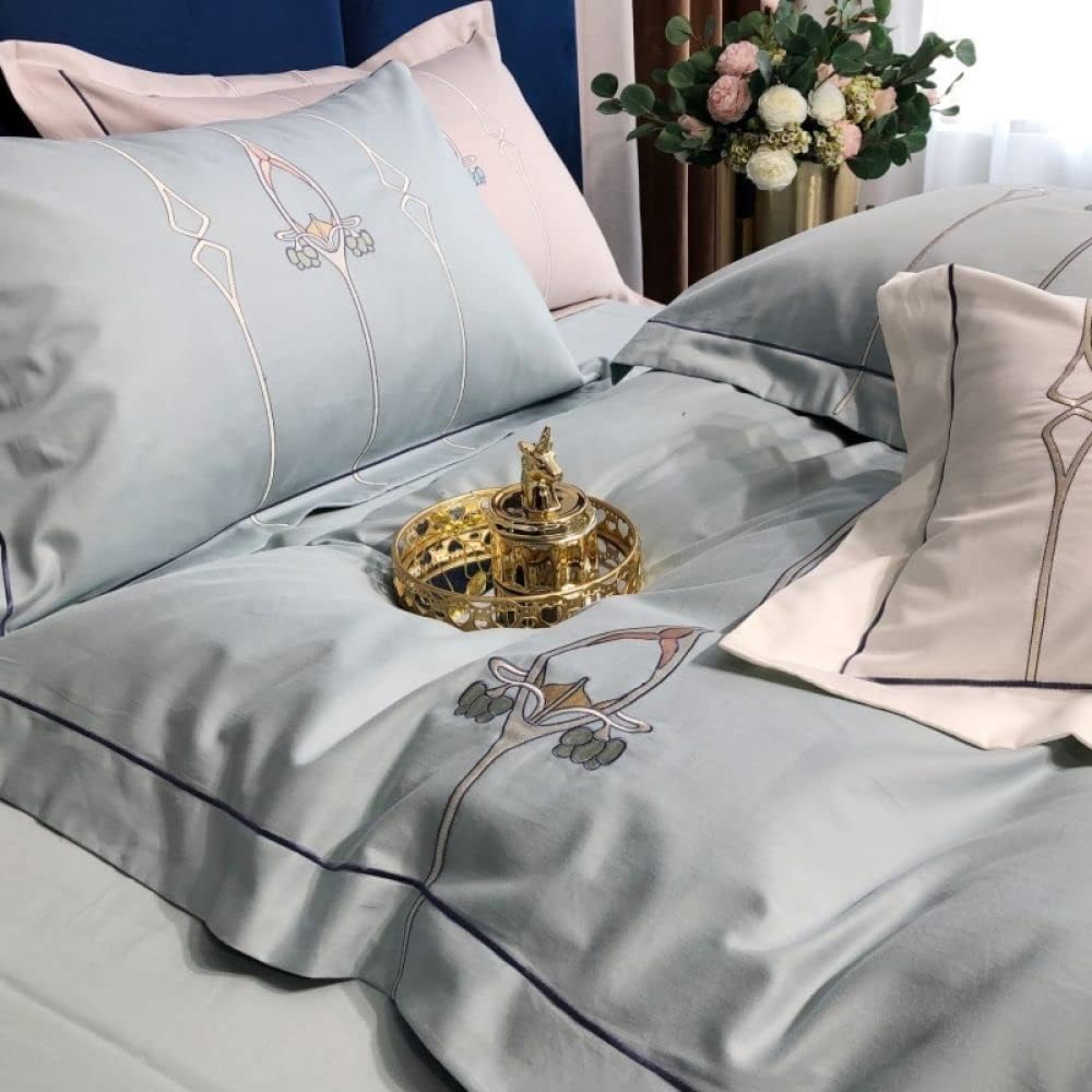 Luxury Embroidered Duvet Set- Silver Grey