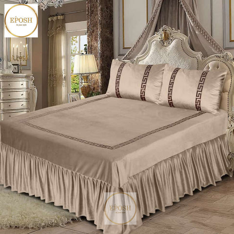 Emboss Velvet Bedsheet Set -  Skin