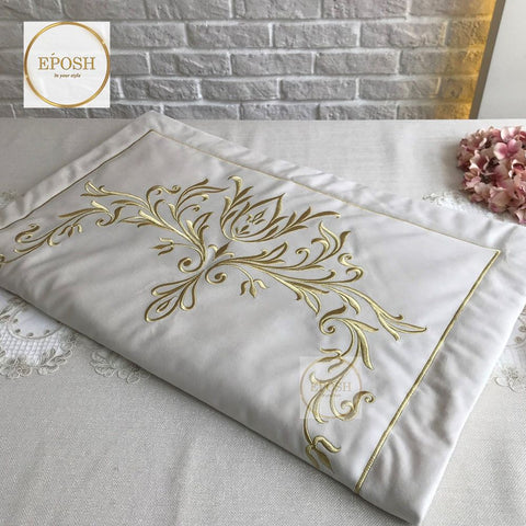 Velvet Embroidered Prayer Ma t- White 03