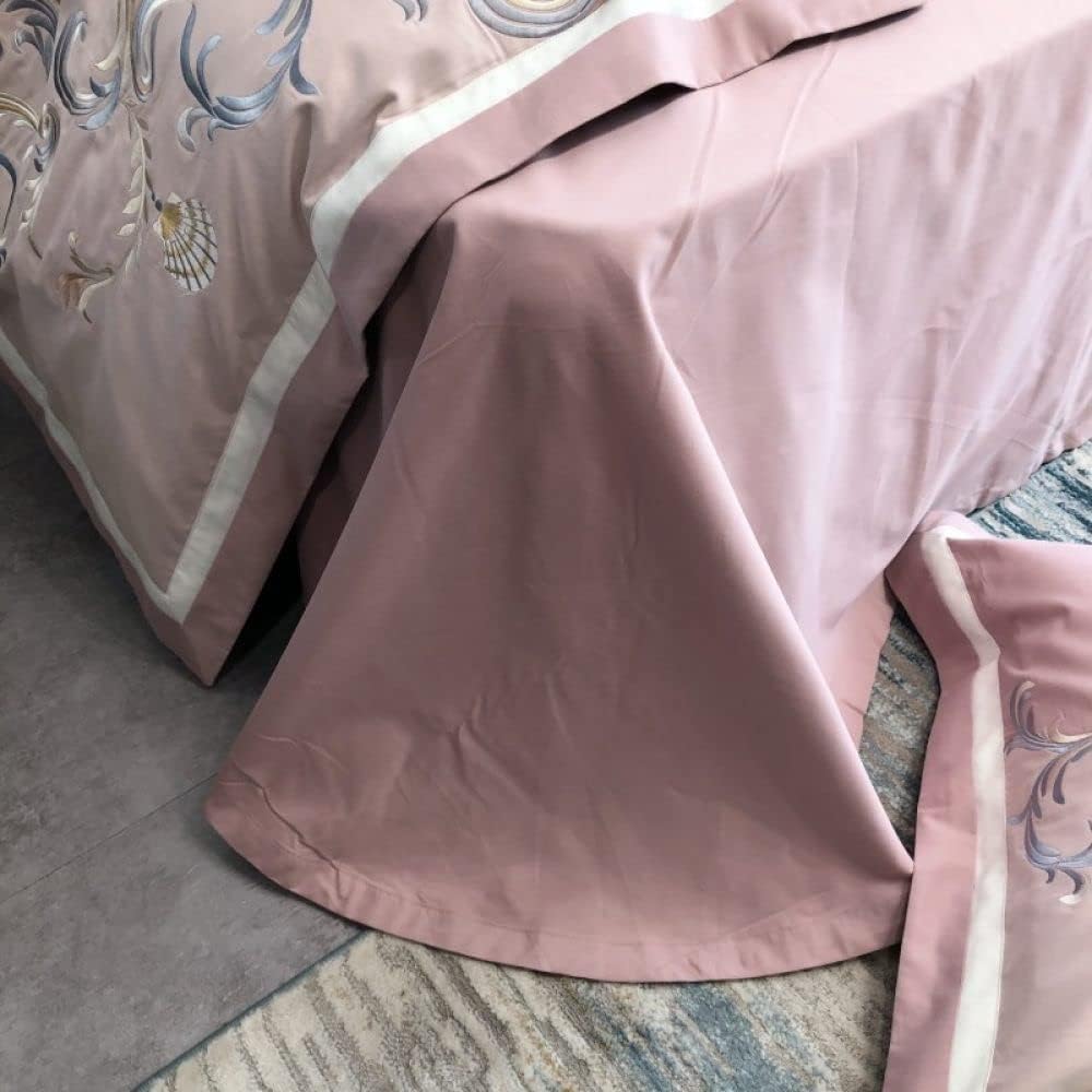 Luxury Embroidered Duvet Set-Light  Pink & Cyan