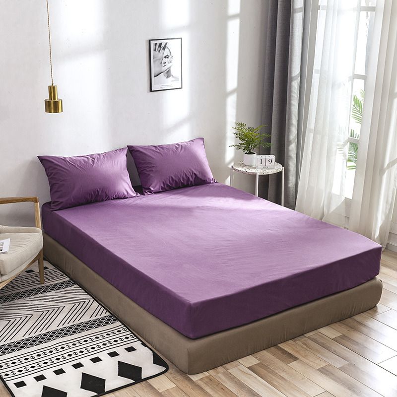 Rich Cotton Fitted Sheet with Pillow covers - Purple 02