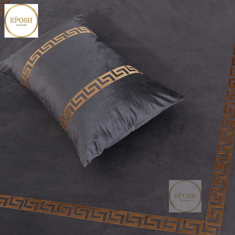 Emboss Velvet Bedsheet Set -  Grey