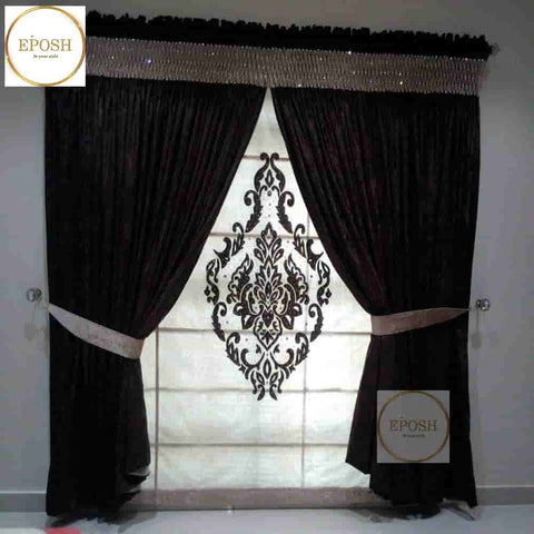 PREMIUM VELVET CURTAINS AND BLIND -054