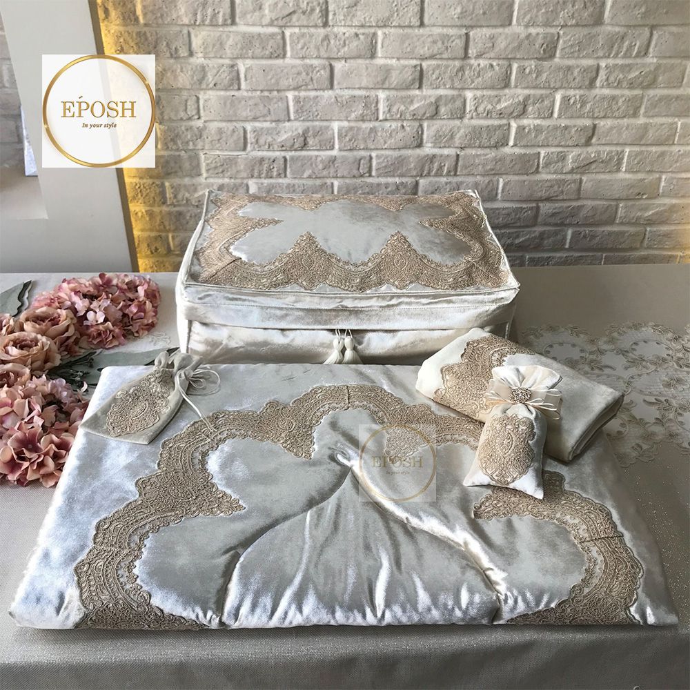 Islamic Prayer Mat set - Silver Grey