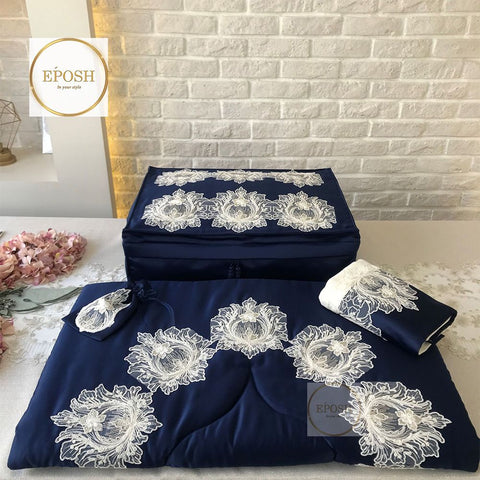 Islamic Prayer Mat set - Navy Blue02