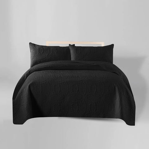Black Ultrsasonic QUILTED BEDSPREAD SET