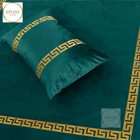 Emboss Velvet Bedsheet Set -  Green