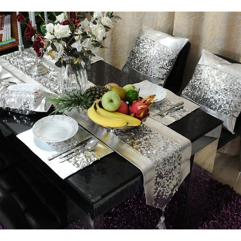 Elegant Silk Table Runner - Silver